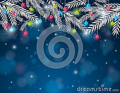 Background with pine twig and christmas ball, ve Vector Illustration