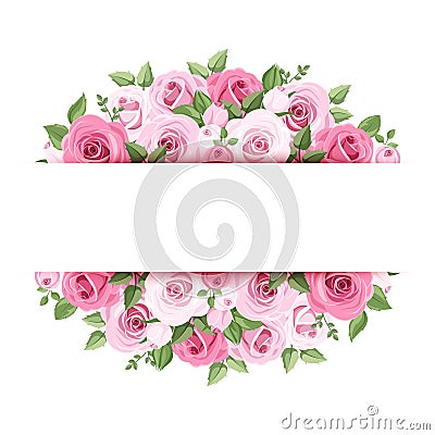 Background with pink roses. Vector Illustration