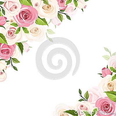 Background With Pink And White Roses. Vector Illustration. Stock Vector ...