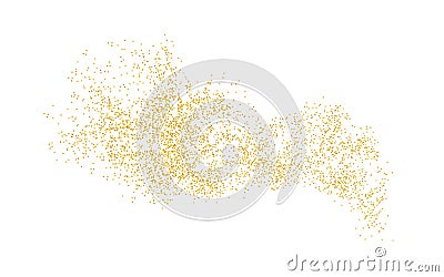 Background plume golden texture crumbs. Gold dust scattering on a white background. Sand particles grain or sand assembled. Vector Vector Illustration