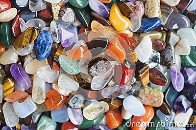 Background of polished colored gemstones Stock Photo