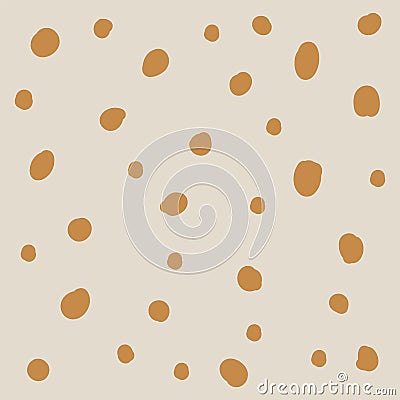 Background for a postcard with gold dots. Fashion textile pattern with golden polka dots. Hand-drawn dots light background. Yellow Vector Illustration