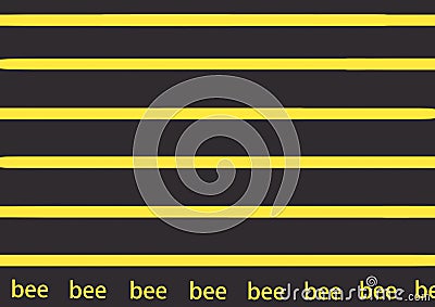 Black background with yellow stripes and the inscription bee Stock Photo