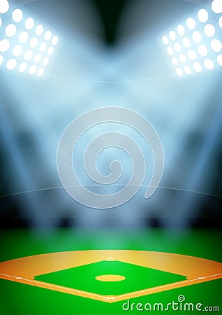 Background for posters night baseball stadium in Vector Illustration