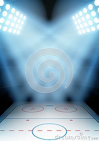Background for posters night ice hockey stadium in Vector Illustration