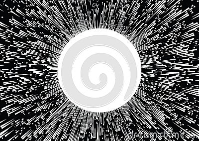 Background of radial white speed lines of the sun on black Vector Illustration