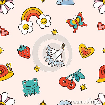 Groovy seamless pattern. Vector illustration Vector Illustration