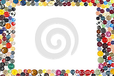 Background with rectangular frame - multicolored buttons on a white surface Stock Photo