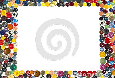 Background with rectangular frame - multicolored buttons on a white surface Stock Photo