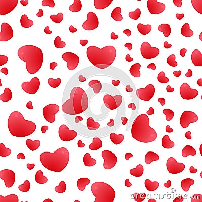 Background of red hearts. Seamless pattern. For greeting cards, wedding, birthday, congratulations, party. Cartoon Illustration