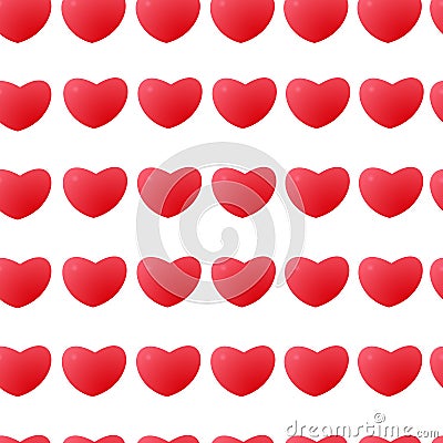 background of red hearts. Seamless pattern. For greeting cards, wedding, birthday, congratulations, party. Cartoon Illustration