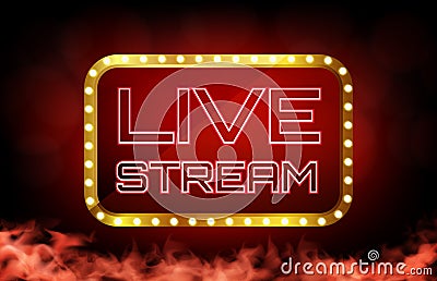 background of red neon live stream sign,online casino concept Vector Illustration