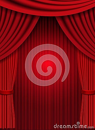 Background with red theatre curtain Cartoon Illustration