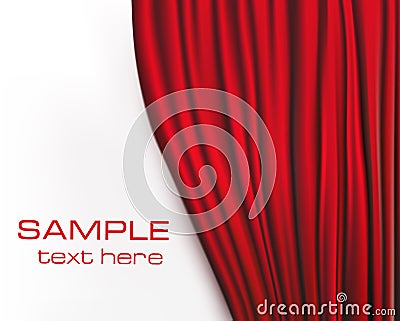 Background with red velvet curtain. Vector Illustration