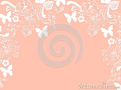 Background repetition flowers cards pink backgrounds white butterflies Stock Photo