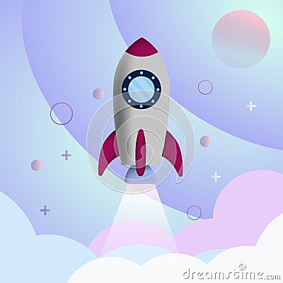 Background with a rocket for a business project Vector Illustration