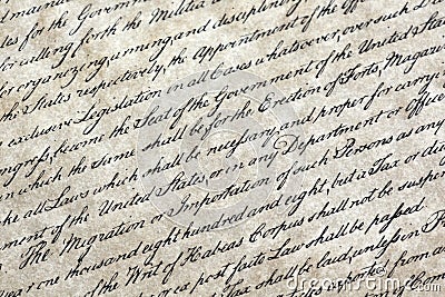 Background of rows from United States Constitution Editorial Stock Photo