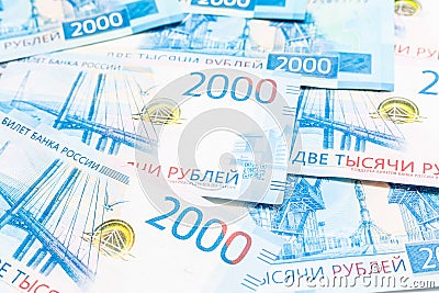 Background of Russian banknotes, Russian ruble money Editorial Stock Photo