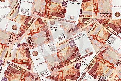 Background of Russian roubles Stock Photo