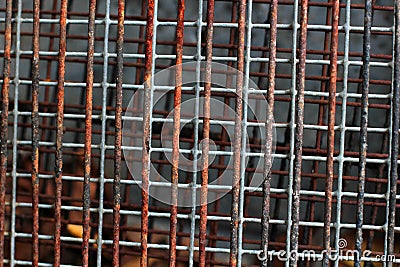 Background with rusty grid. Construction and industrial theme. Stock Photo