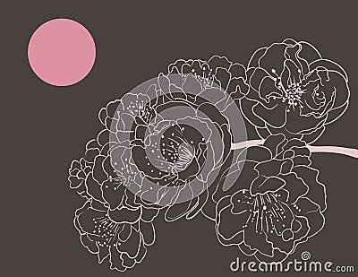 Background with sakura flowers Vector Illustration