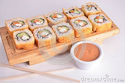 Background Salads Roll Sushi Japonese Stock Photo