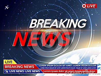 Background screen saver on breaking news. Breaking news live on world map on the blue background Cartoon Illustration