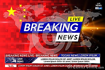 Background screen saver on breaking news. Virus coming from China. Coronavirus attacks the whole world. Breaking news release Cartoon Illustration