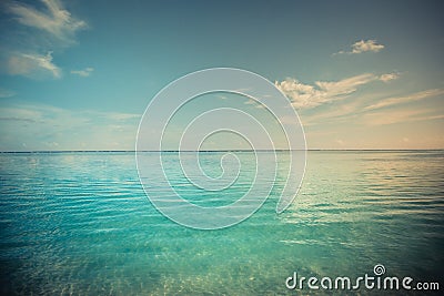 Dramatic blue sea and blue sky with clouds. Tropical sea background Stock Photo