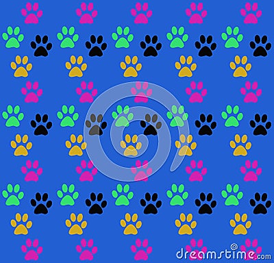 Background seamless fun print of the paws of the animal. Stock Photo