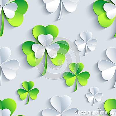 Background seamless pattern with 3d Patrick clover Vector Illustration