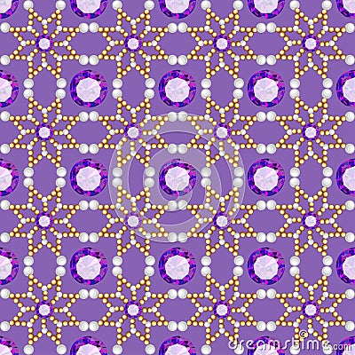 background seamless with pattern and gems Vector Illustration