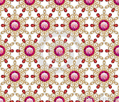 background seamless with pattern and gems Vector Illustration