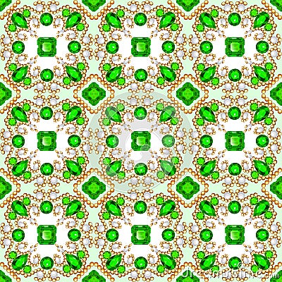 background seamless with pattern and gems Vector Illustration