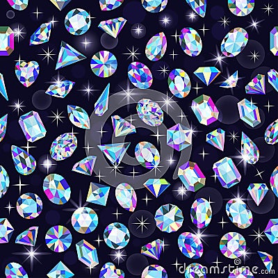 background seamless shiny gems of different cuts Vector Illustration