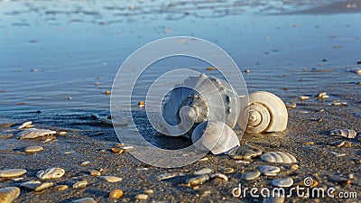 Background Seashells on Beach in the Outer Banks NC Stock Photo