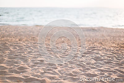 Background of a secluded sandy beach in pastel shades. Stock Photo