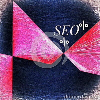 SEO optimization diagram display of increase and decrease of visibility,golden traces of information flow are visible on the red b Stock Photo