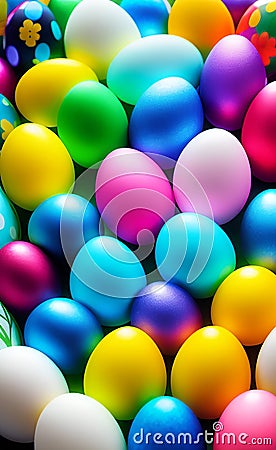 illustration with several easter painted eggs Stock Photo