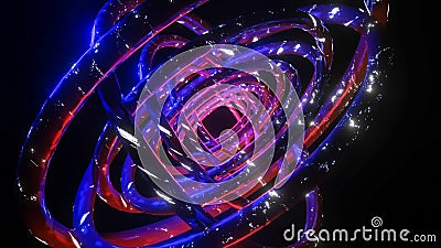 Background of several three-dimensional rings with a luminous texture on dark. abstract three-dimensional composition. 3d render Stock Photo