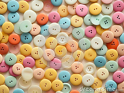 background of sewing buttons of various light colors Stock Photo