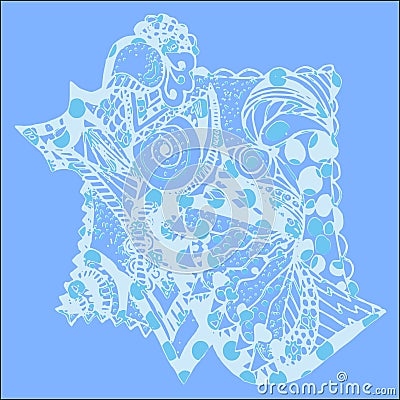 Background with a shell in blue Vector Illustration