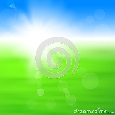 Background with shiny sun over the field Vector Illustration