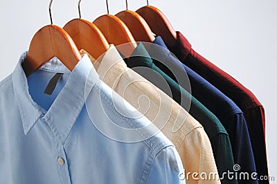 Background of shirts hanging on a hanger Stock Photo