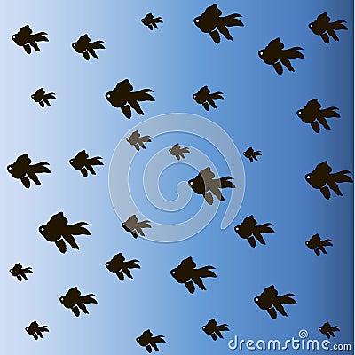 Background silhouettes of goldfish Vector Illustration