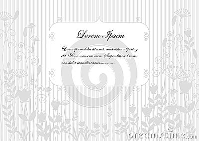 Background silhouettes grey flowers on white background with banner for text.vector illustration Vector Illustration