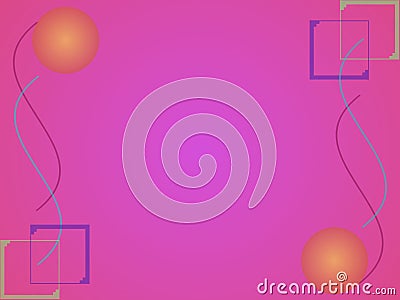 The background with simple color degradation is combined with rectangular ornaments, curved lines and balls Stock Photo