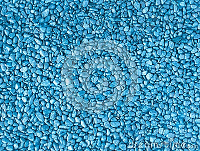 Background with Small Blue Decorative Pebbles. Stock Photo