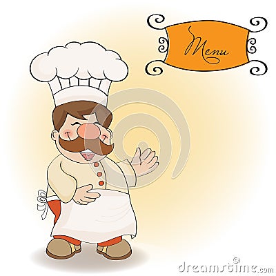 Background with Smiling Chef Vector Illustration