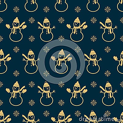 Christmas seamless pattern with snowman`s Vector Illustration